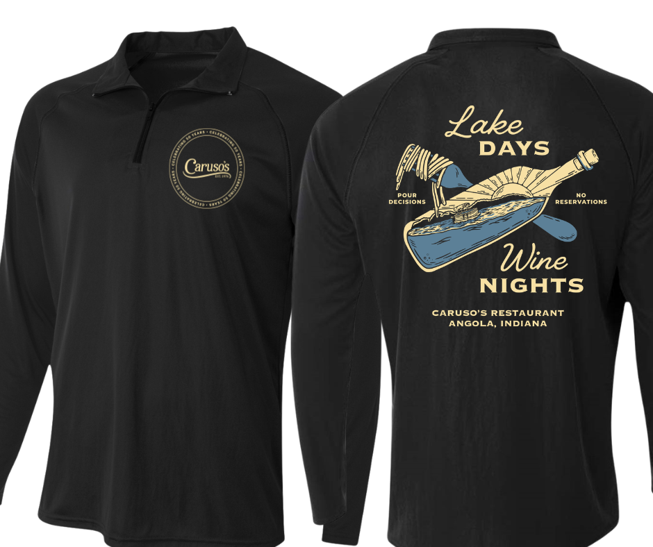 Caruso's 50th Anniversary Rash Guard Quarter Zip-Black Two Color Design