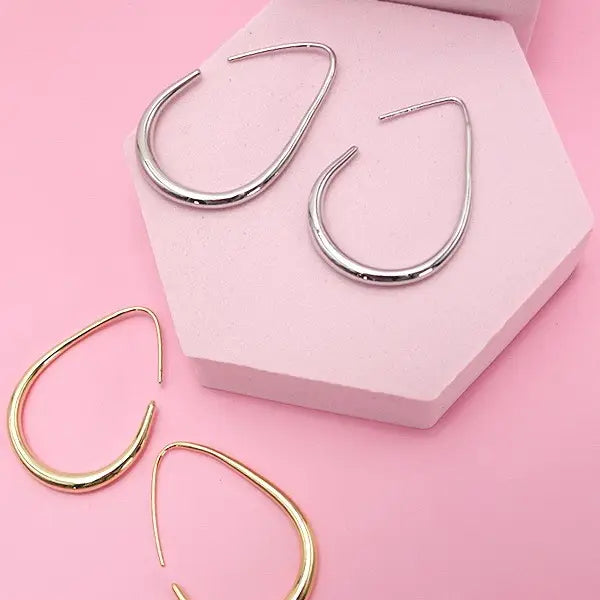 Silver Oblong Hoops