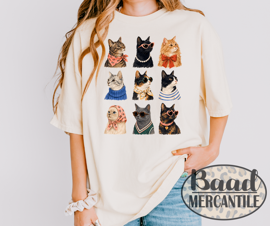 Stylish Cat Graphic T-Shirt