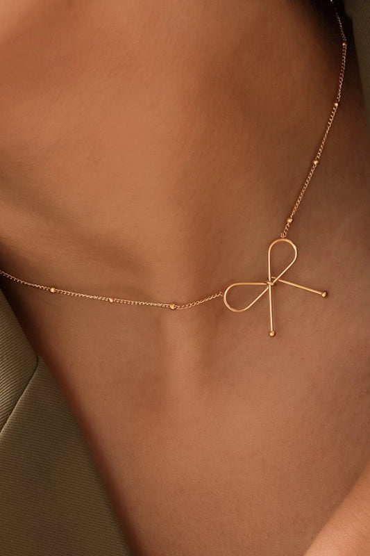 18K Gold Plated Waterproof Danity Bow Necklace