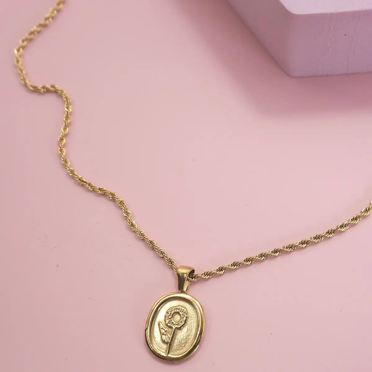 Gold Rose Pendant Necklace