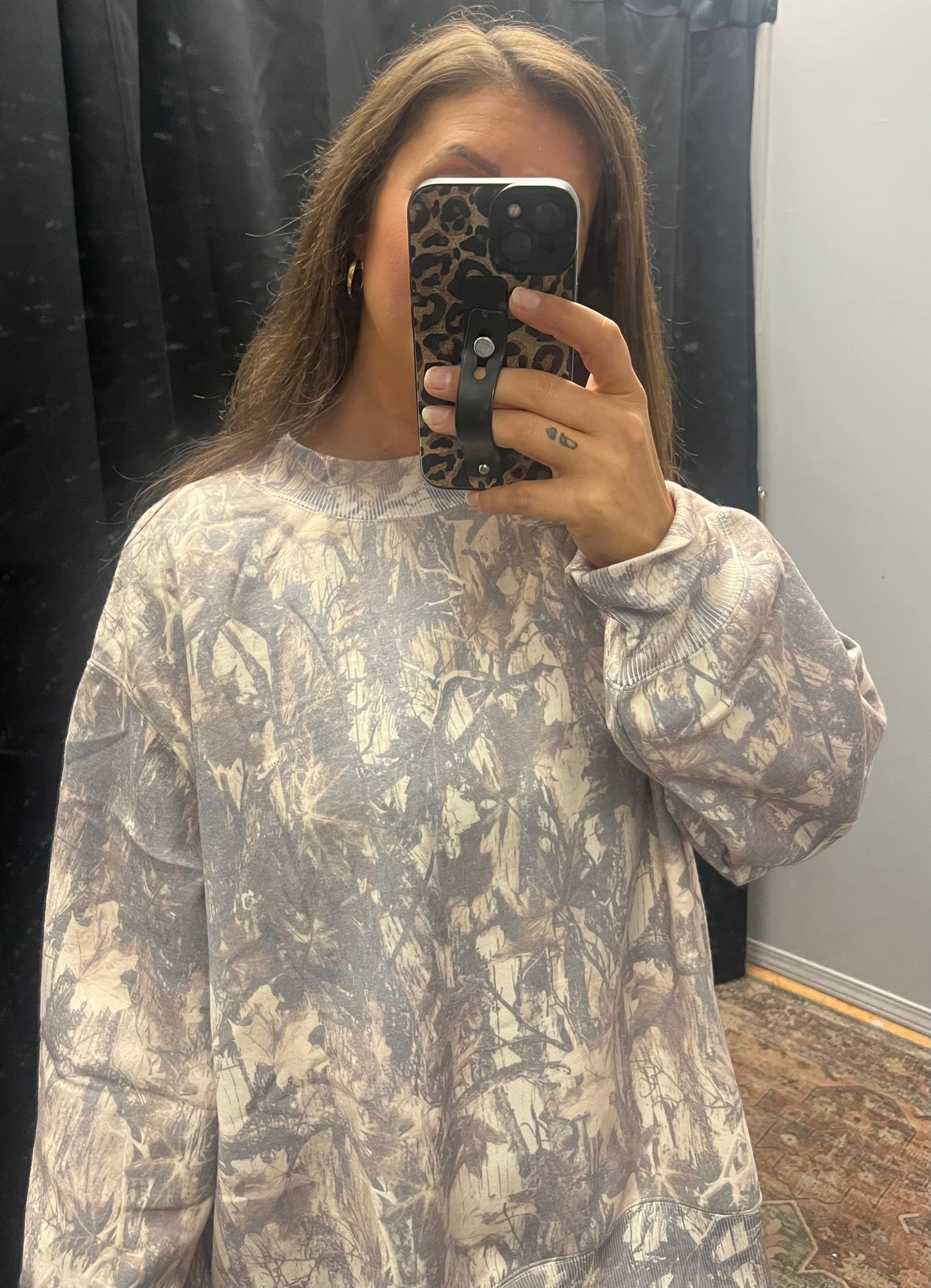 Camo Mock Neck Sweatshirt