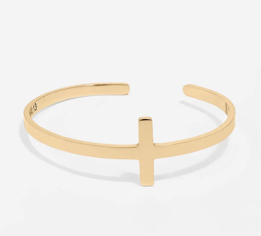 Stainless Steel Cross Cuff Bracelet with Christian Scripture Philippians 4:13