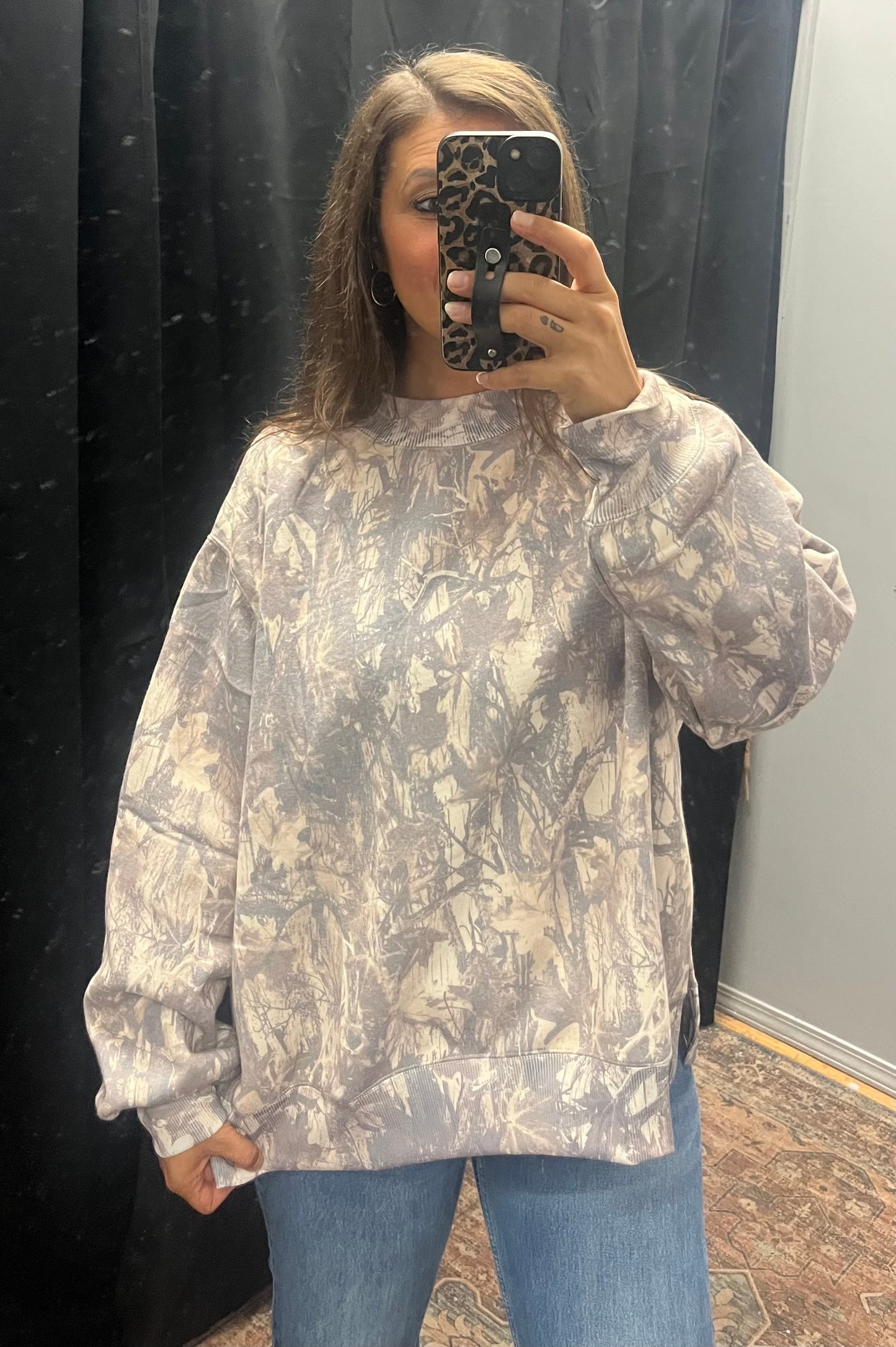 Camo Mock Neck Sweatshirt