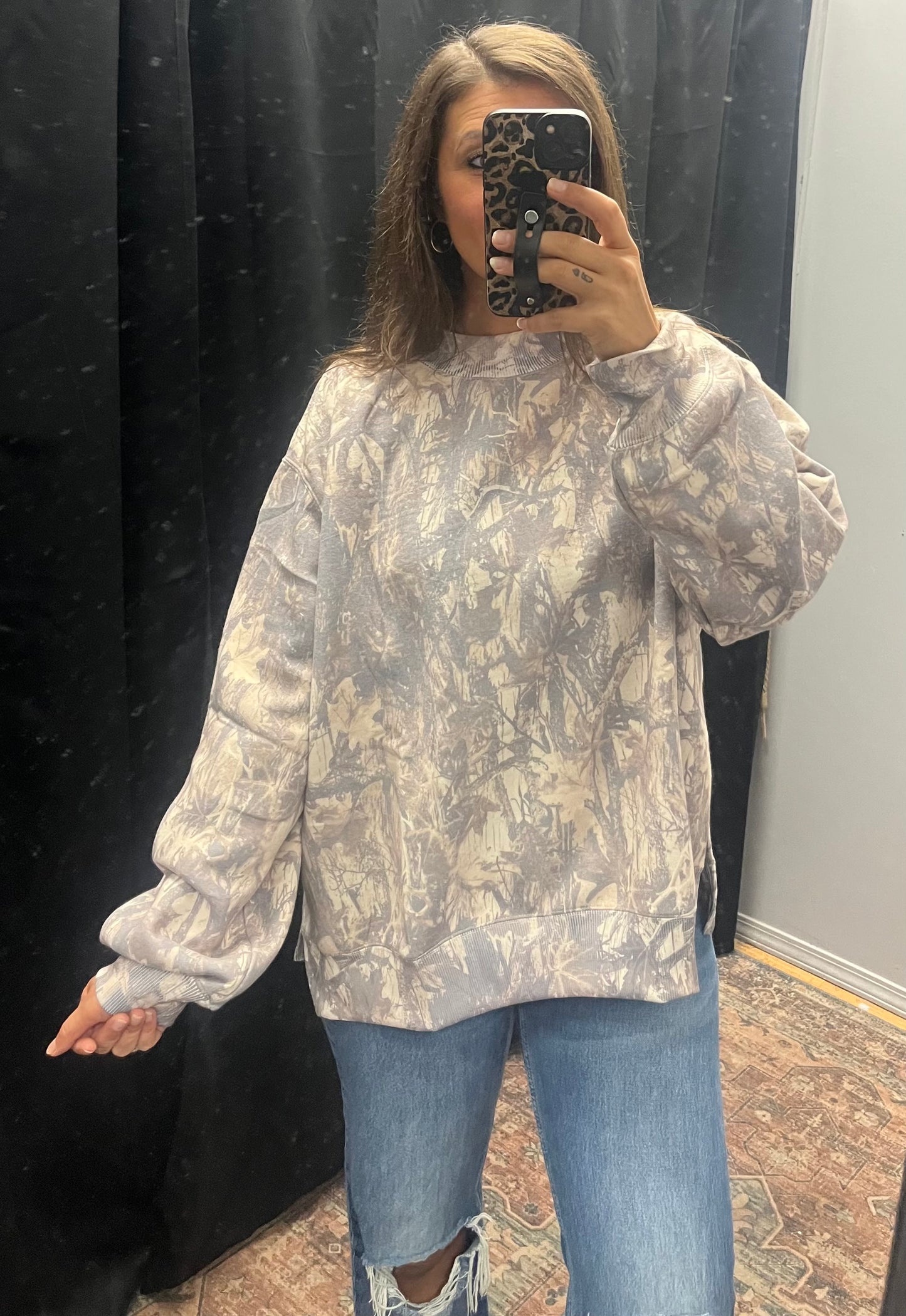 Camo Mock Neck Sweatshirt