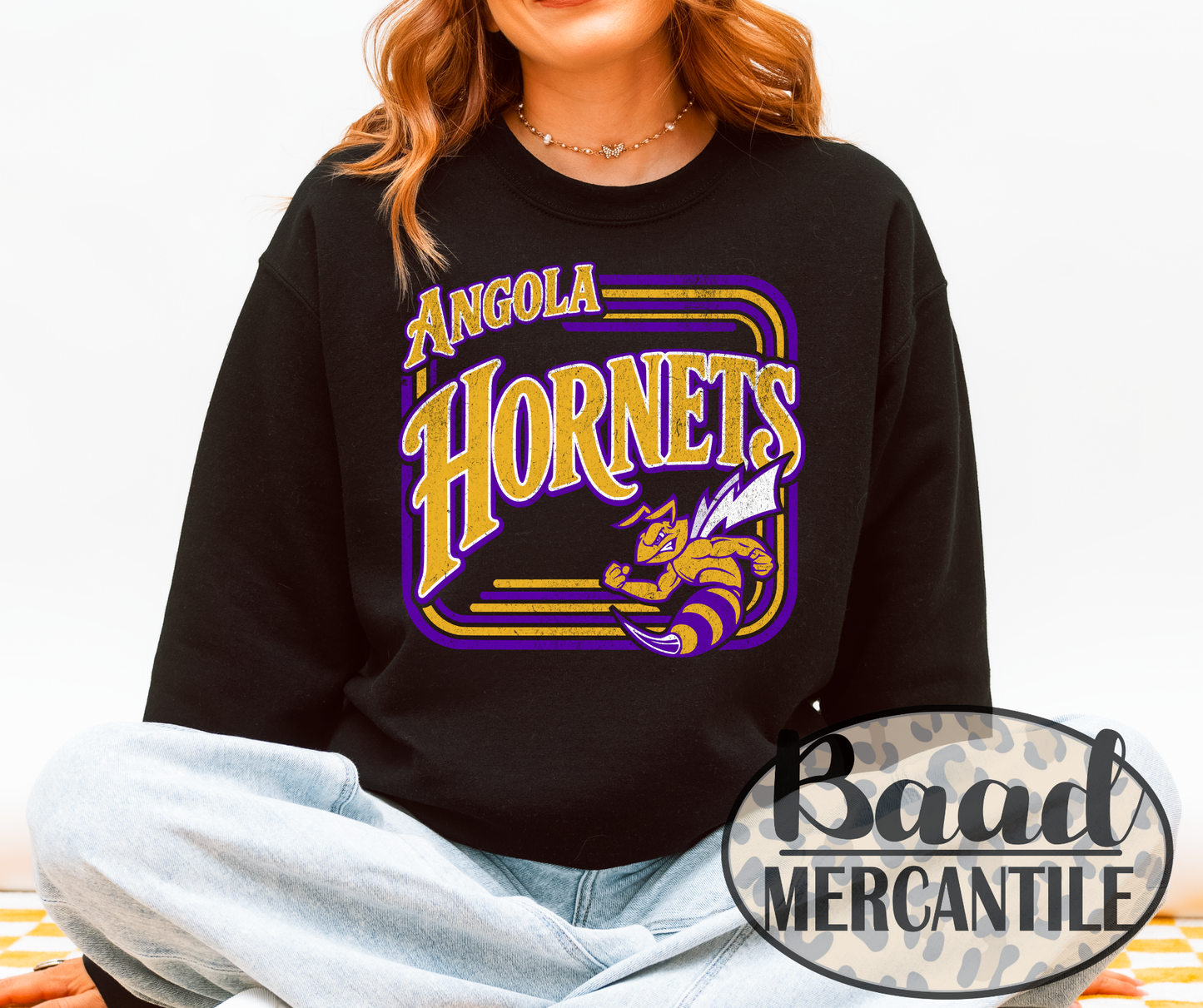 Angola Hornets Retro Distressed Crewneck