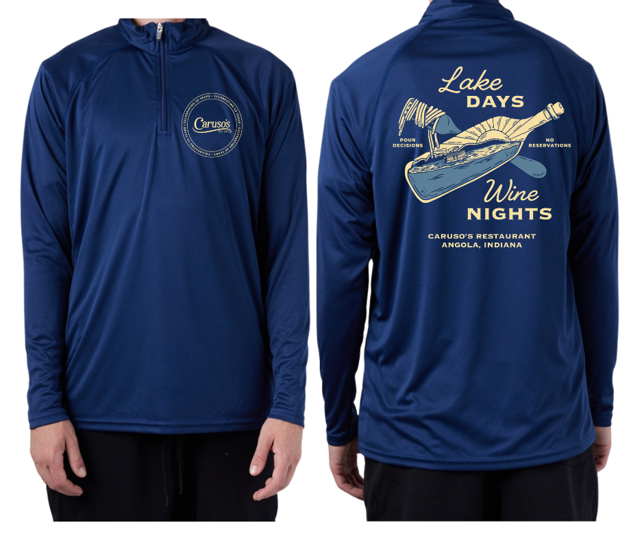 Caruso's 50th Anniversary Rash Guard Quarter Zip-Navy Two Color Design