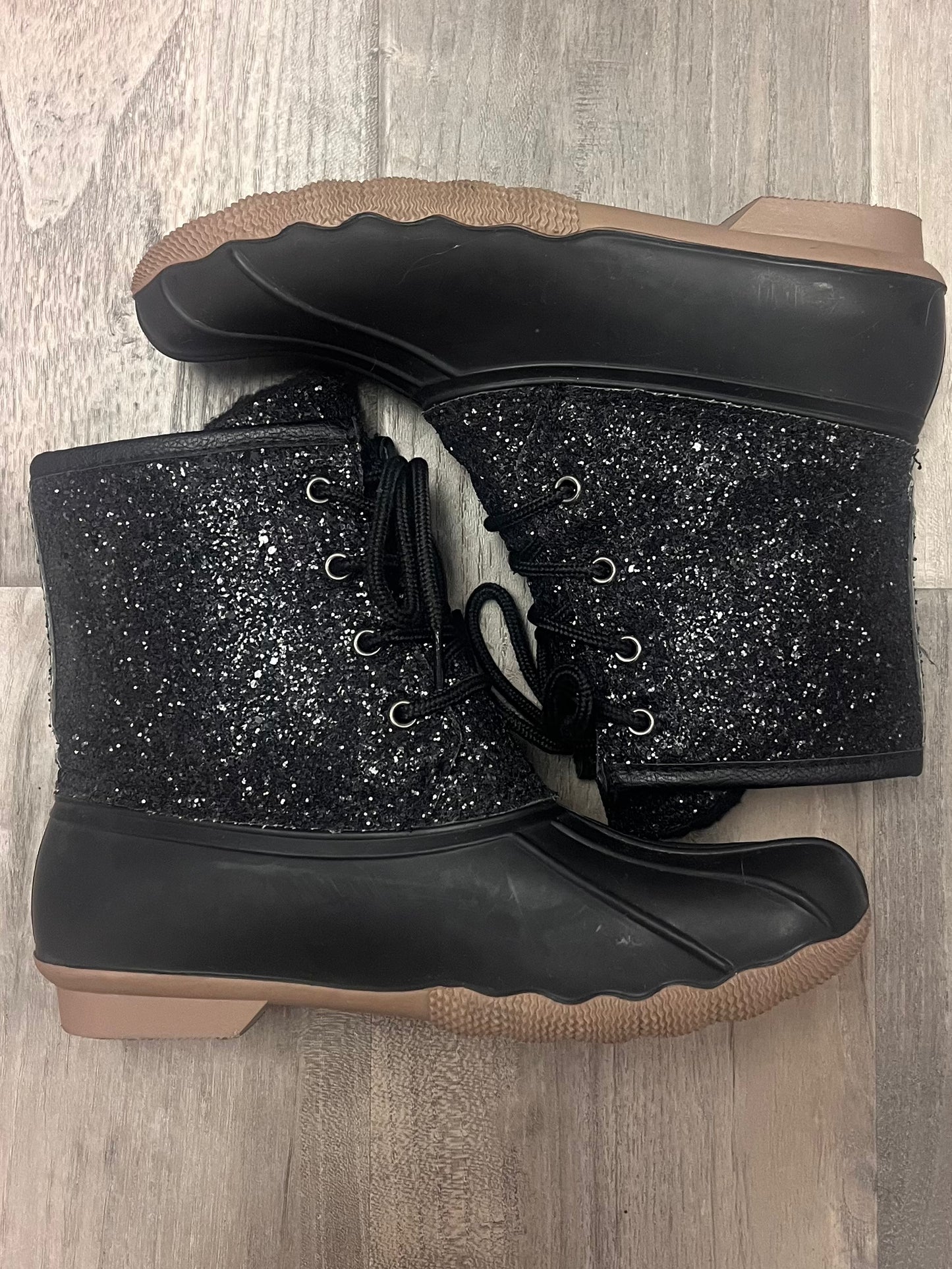 Adult-Black Sparkle Boots-Size 8