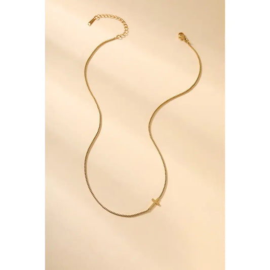 18K stainless steel gold cross necklace