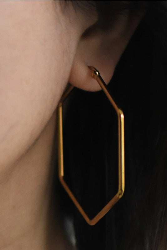 18K Gold Plated Waterproof Hexagon Hoops