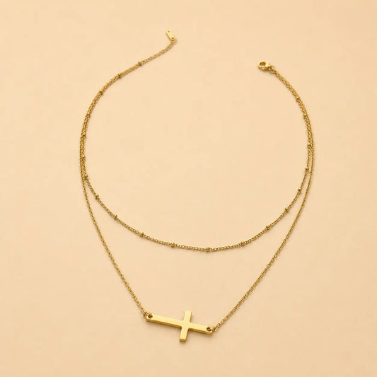 Layered Cross Necklace