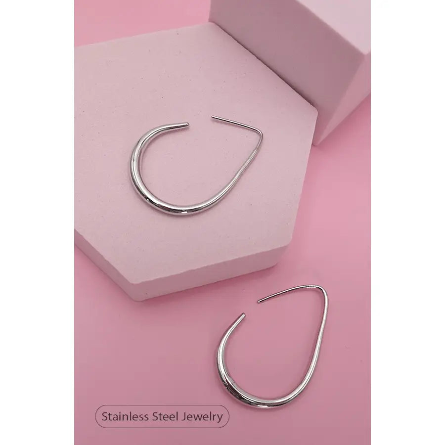 Silver Oblong Hoops