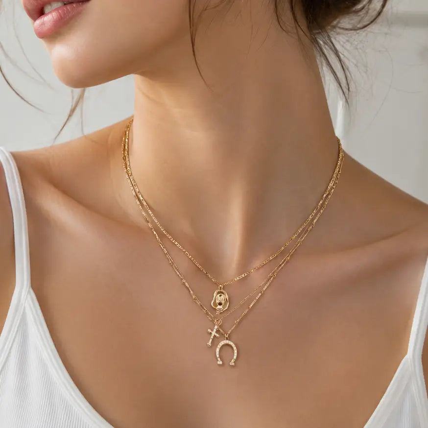Trio Layer Horseshoe Necklace