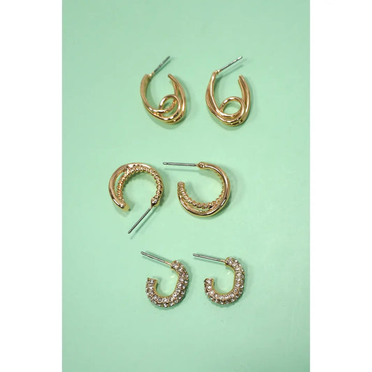 Trio Huggie Hoop Rhinestone Trio