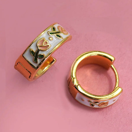Vintage Floral Huggie Hoops