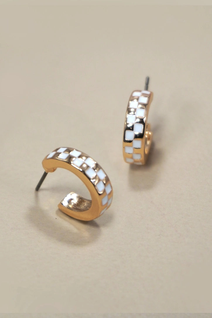 Mini Checker Huggie Hoops