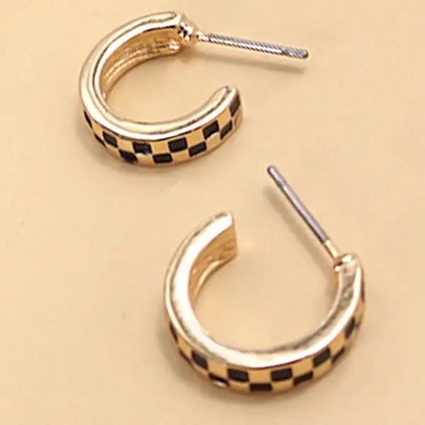 Mini Checker Huggie Hoops