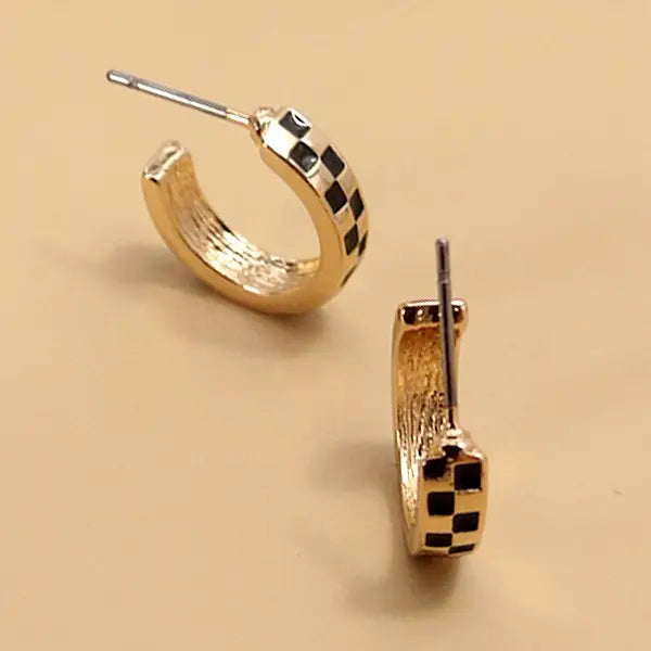 Mini Checker Huggie Hoops