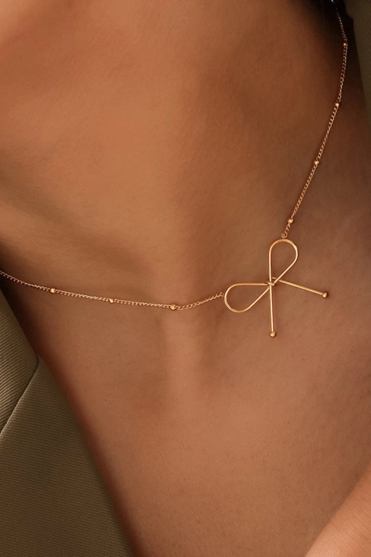 18K Gold Plated Waterproof Danity Bow Necklace