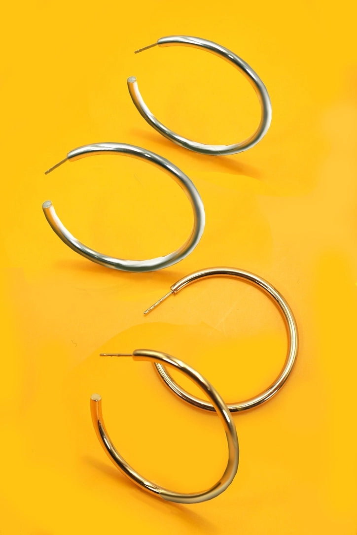 18K Gold Dipped Stainless Steel Hoop Earrings