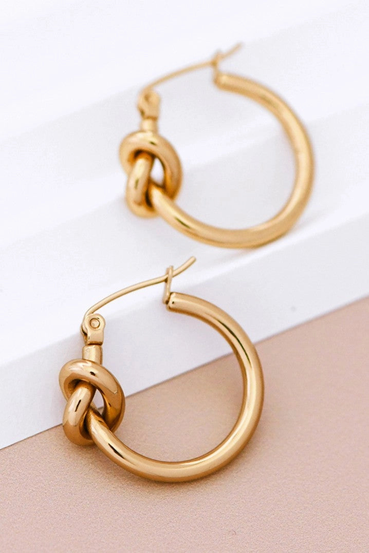 18K Gold Plated Waterproof Danity Knot Earrings