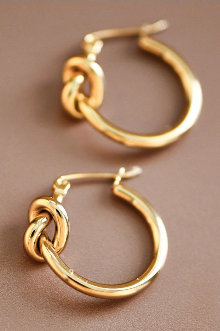 18K Gold Plated Waterproof Danity Knot Earrings