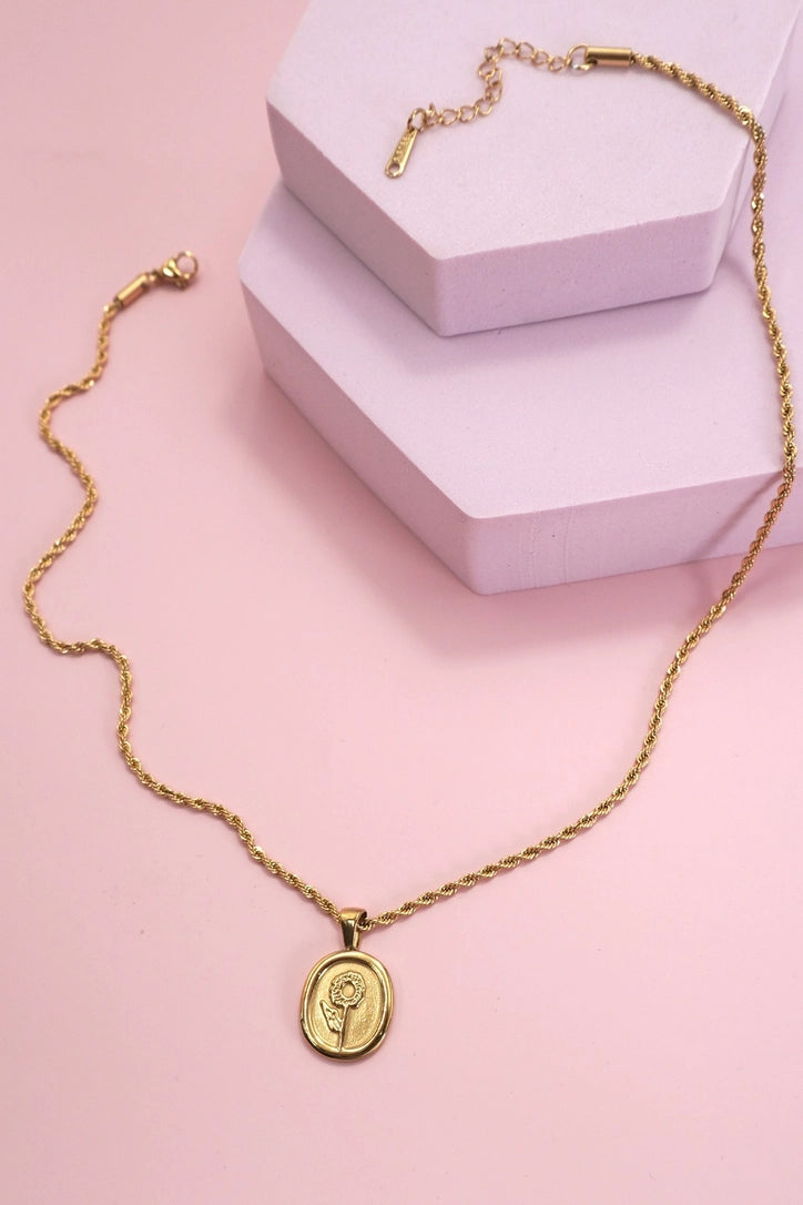 Gold Rose Pendant Necklace