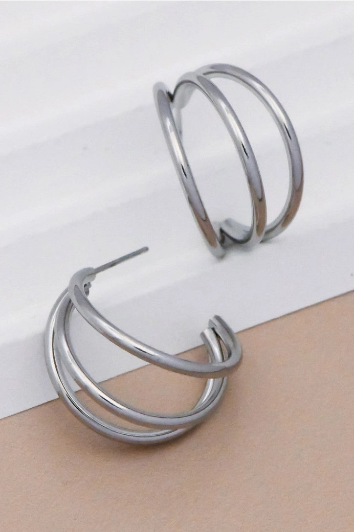 Tarnish-Resistant Waterproof Stainless Steel Hoop Earrings