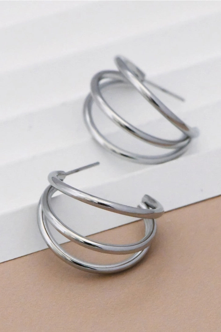 Tarnish-Resistant Waterproof Stainless Steel Hoop Earrings