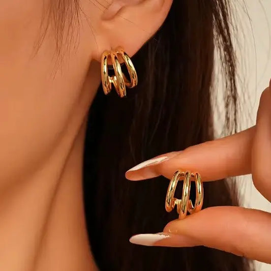 18K Stainless Steel Waterproof Tarnish Free Hoops